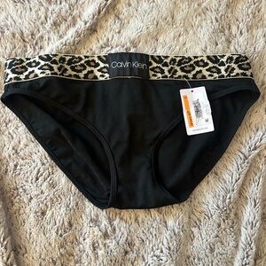 Calvin Klein Black Bikini with Animal Print Trim